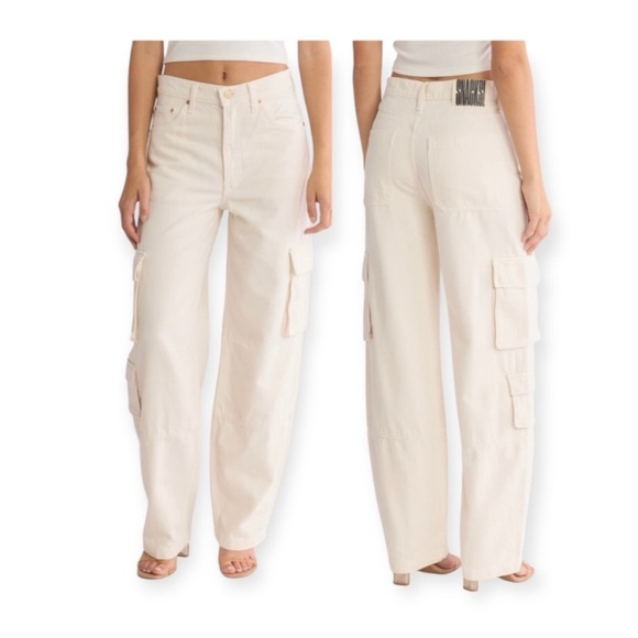 MOTHER Snacks The Side Dish Cargo Skimp Jeans White Baggy Sz 29 NWT USA - Picture 1 of 16